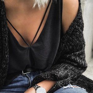 TIMING Strappy Grey Tank Top